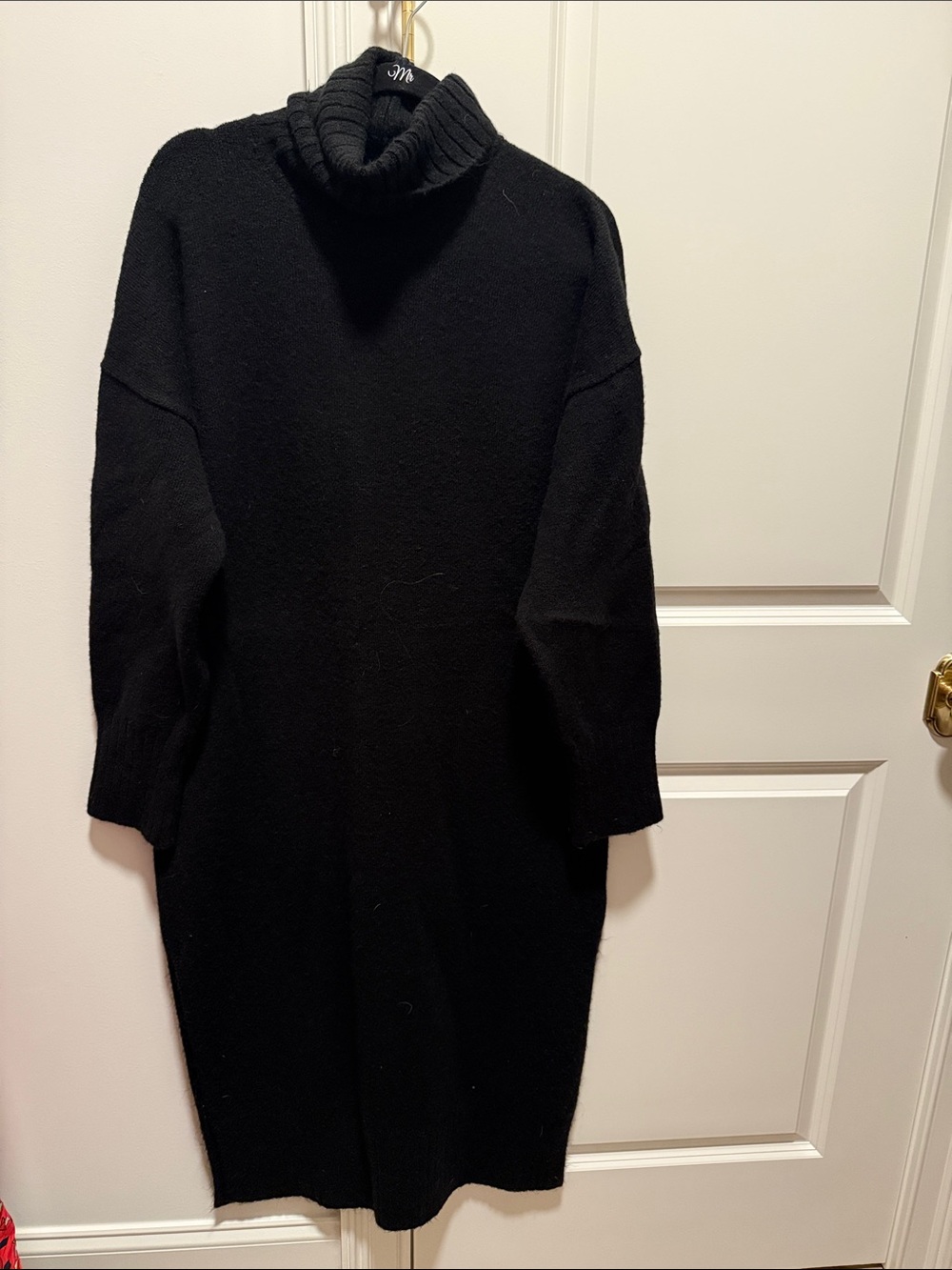Cozy Black Turtleneck Sweater Dress